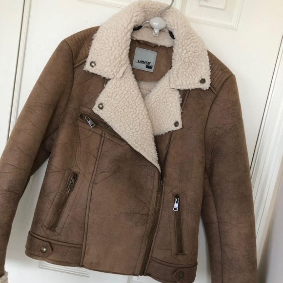 Levi's Jackets & Blazers - Levi's Suede Sherpa Motorcycle Jacket S NWOT